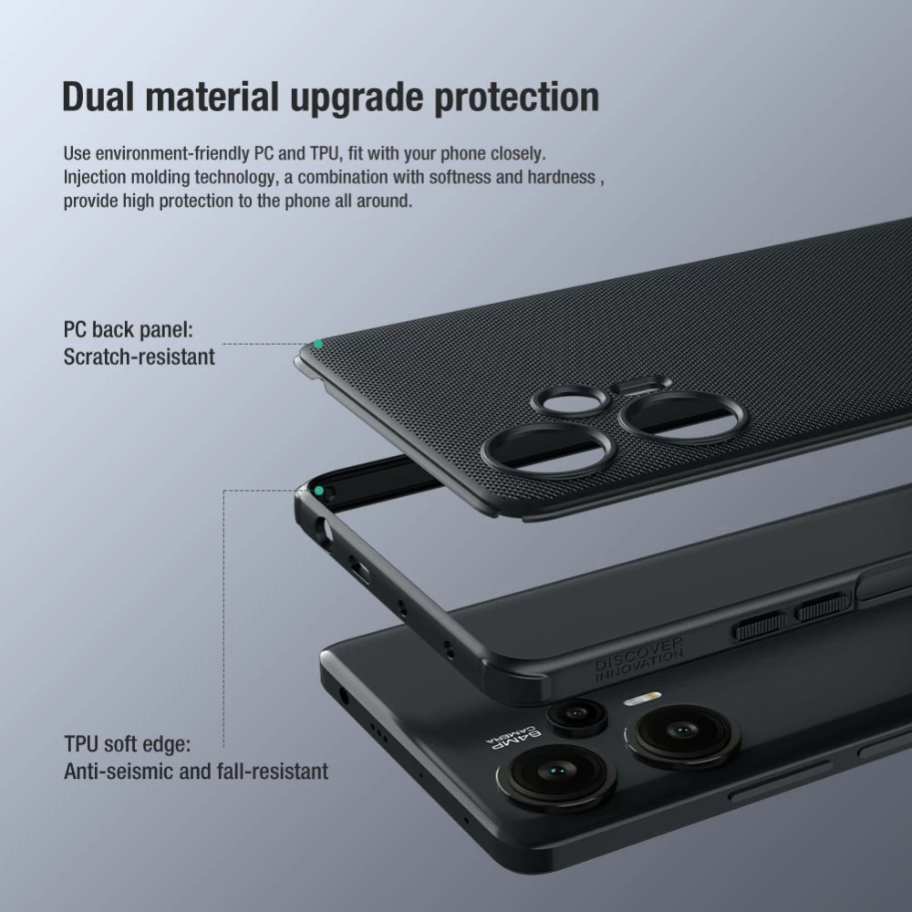 Xiaomi Poco F5 suojakuori musta NILLKIN SUPER FROSTED SHIELD PRO