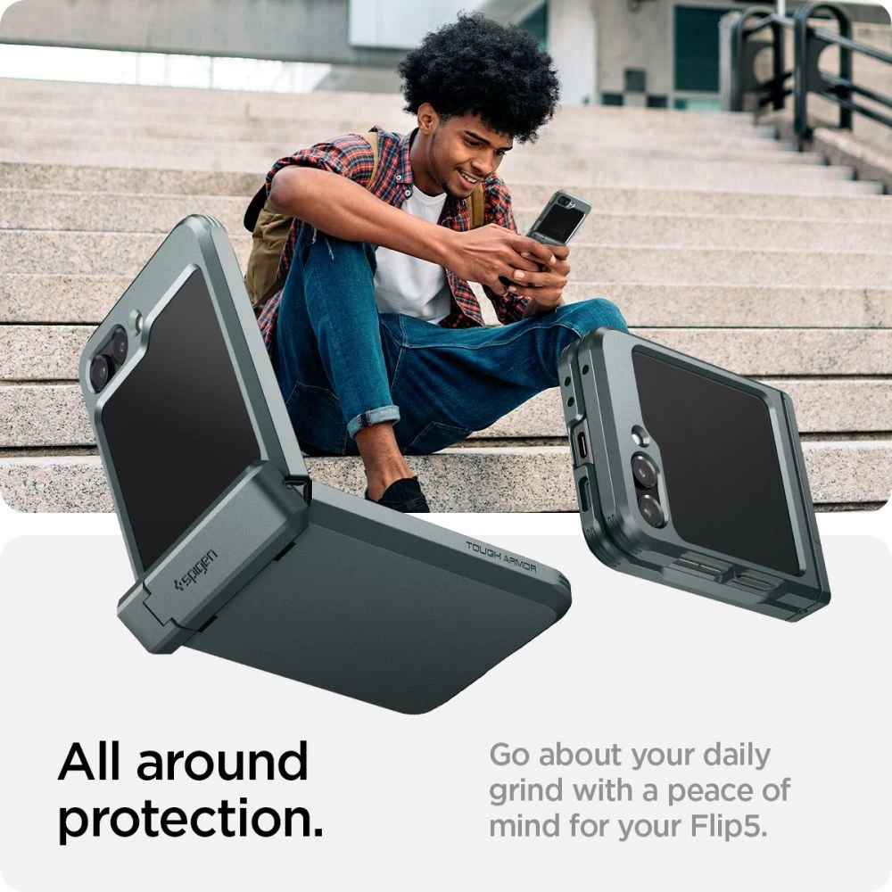 Samsung Galaxy Z Flip 5 skal grön SPIGEN TOUGH ARMOR PRO