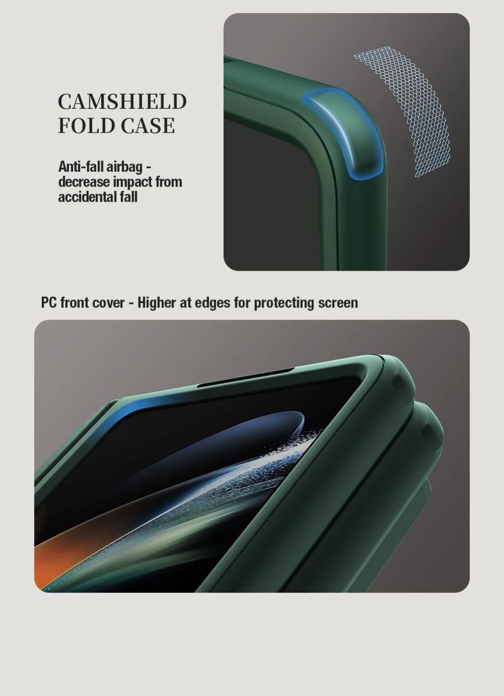 Samsung Galaxy Z Fold 5 ümbris roheline NILLKIN CAMSHIELD FOLD (PEN HOLDER VERSION)