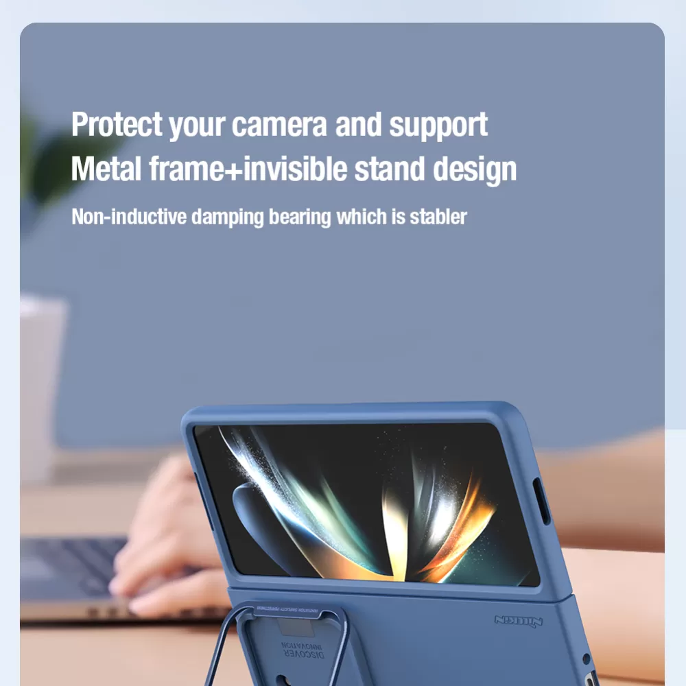 Samsung Galaxy Z Fold 5 ümbris roheline NILLKIN CAMSHIELD SILKY SILICONE (BRACKET VERSION)