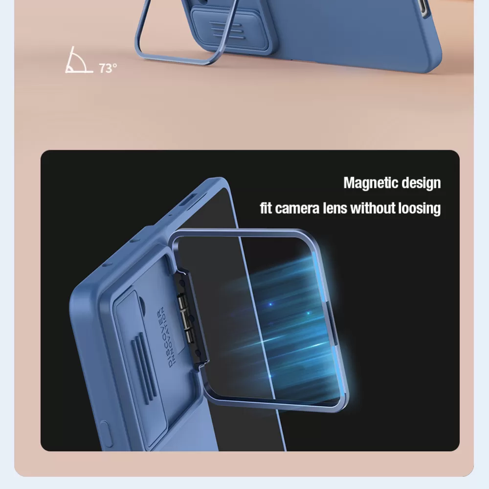 Samsung Galaxy Z Fold 5 ümbris roheline NILLKIN CAMSHIELD SILKY SILICONE (BRACKET VERSION)