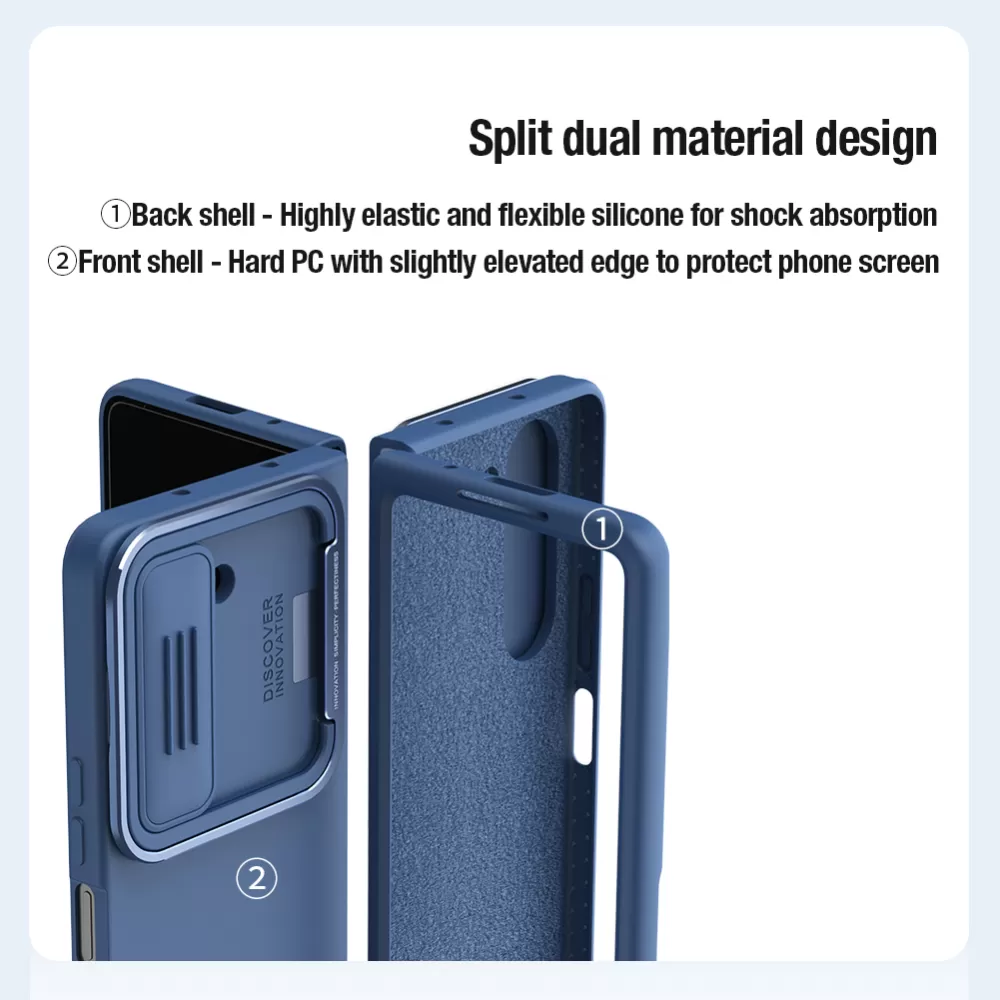 Samsung Galaxy Z Fold 5 ümbris roheline NILLKIN CAMSHIELD SILKY SILICONE (BRACKET VERSION)