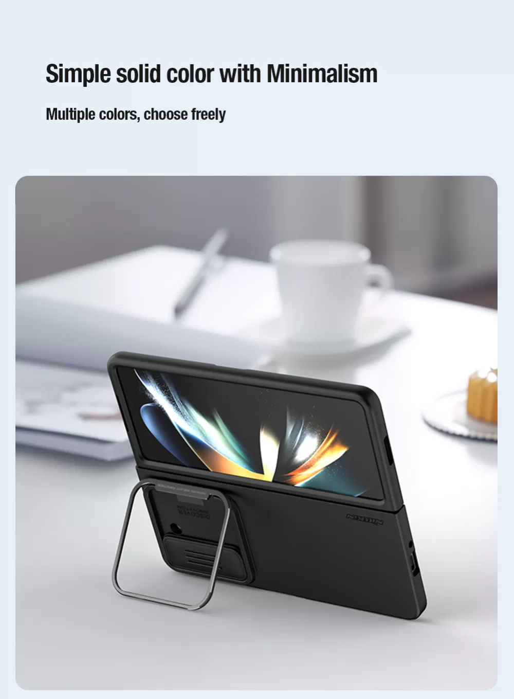 Samsung Galaxy Z Fold 5 ümbris roheline NILLKIN CAMSHIELD SILKY SILICONE (BRACKET VERSION)