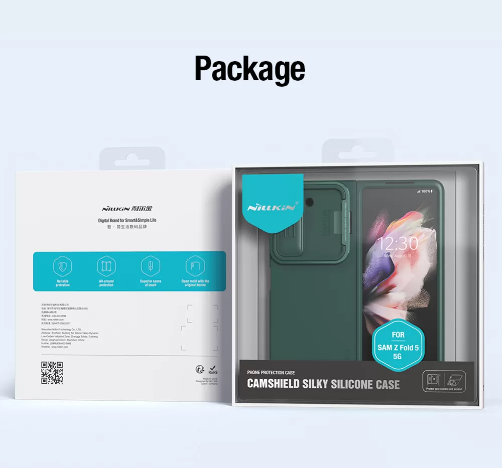 Samsung Galaxy Z Fold 5 ümbris roheline NILLKIN CAMSHIELD SILKY SILICONE (BRACKET VERSION)