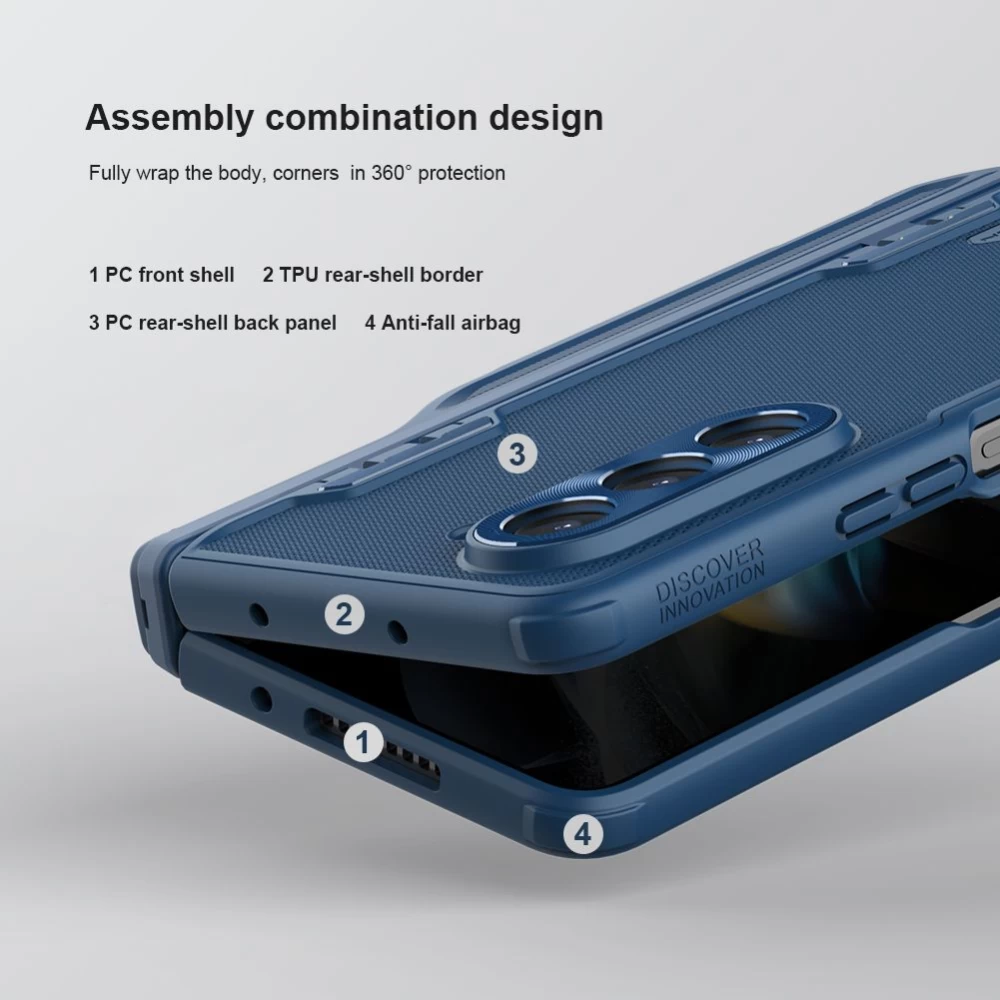 Samsung Galaxy Z Fold 5 case blue NILLKIN SUPER FROSTED SHIELD (PEN HOLDER VERSION)