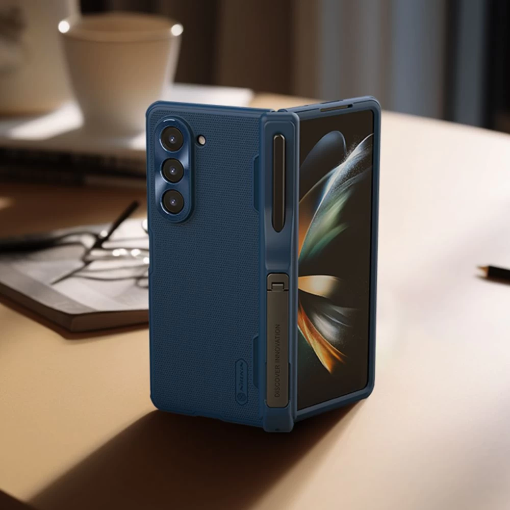 Samsung Galaxy Z Fold 5 case blue NILLKIN SUPER FROSTED SHIELD (PEN HOLDER VERSION)