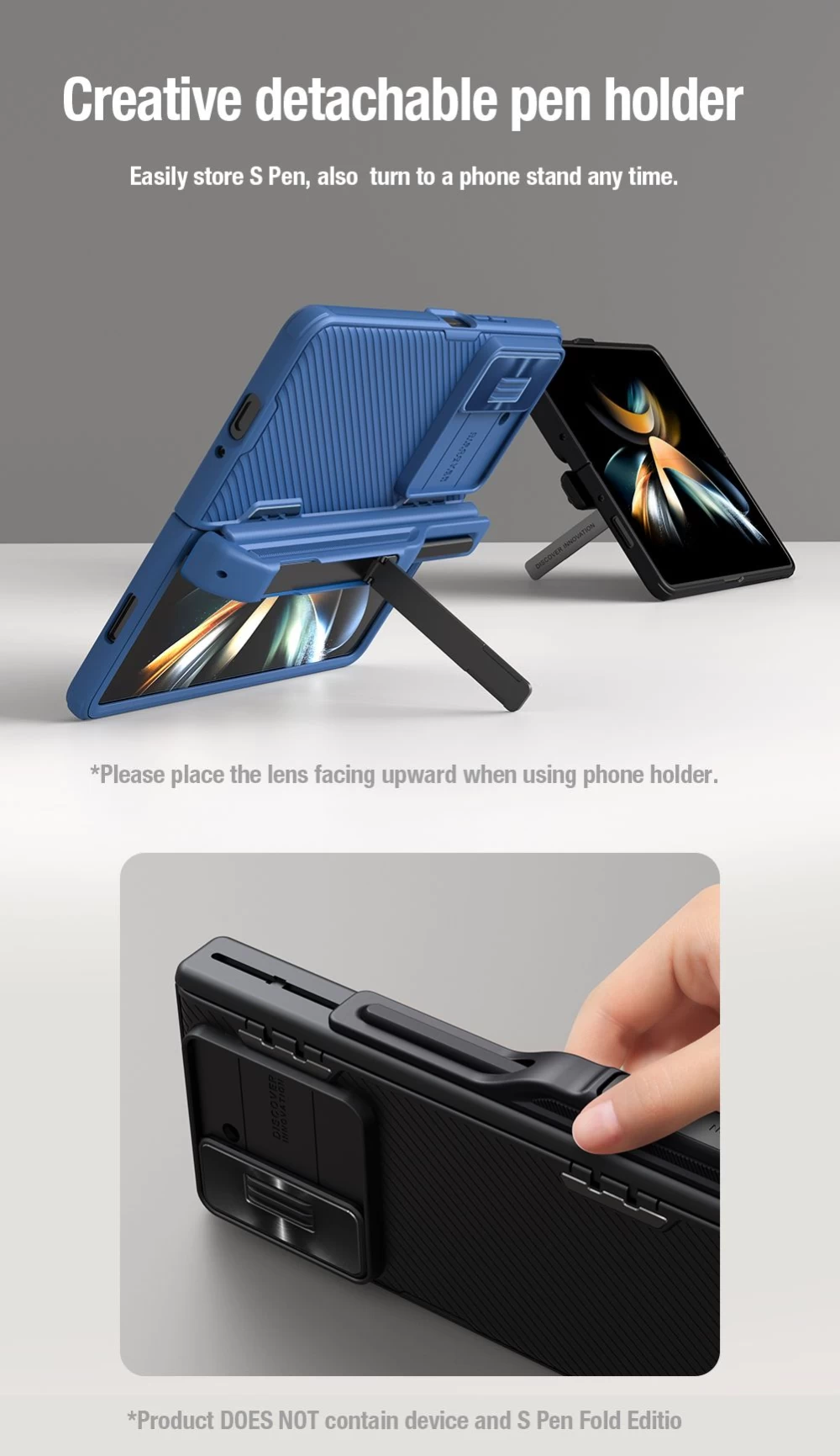 Samsung Galaxy Z Fold 5 ümbris sinine NILLKIN CAMSHIELD FOLD (PEN HOLDER VERSION)