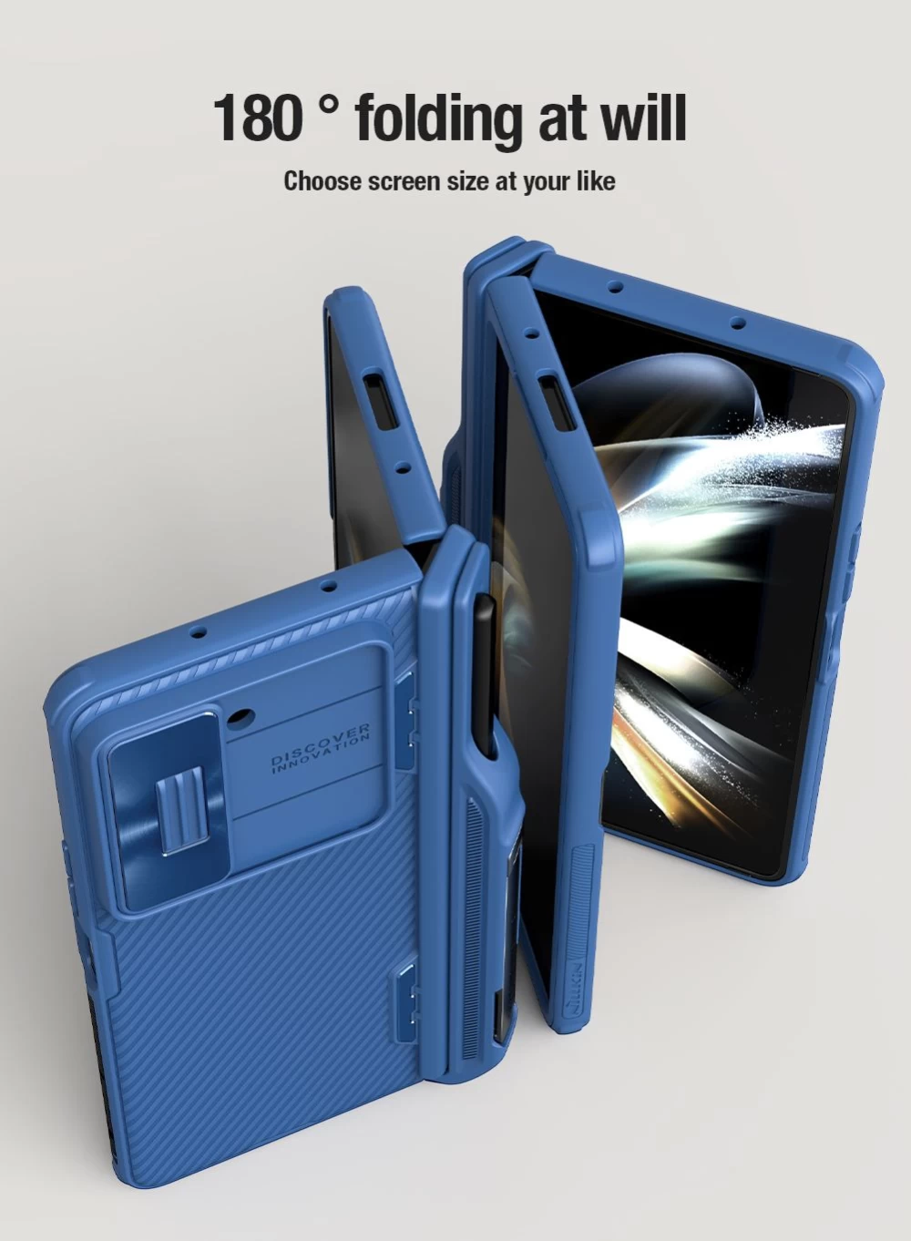 Samsung Galaxy Z Fold 5 ümbris sinine NILLKIN CAMSHIELD FOLD (PEN HOLDER VERSION)