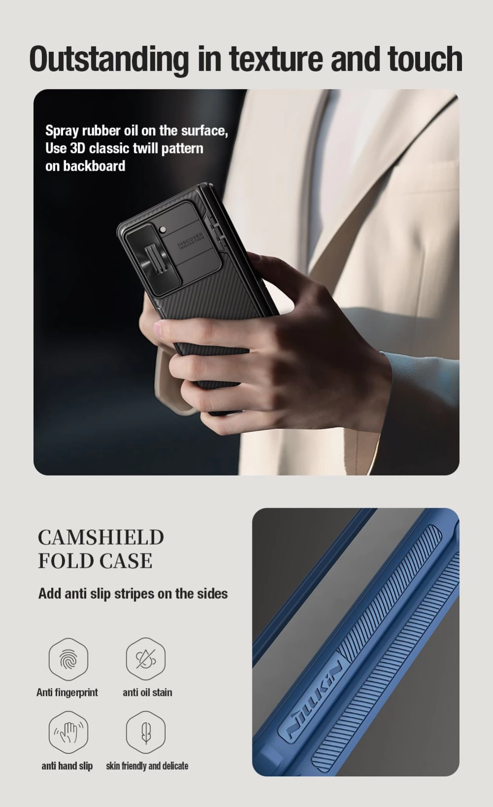 Samsung Galaxy Z Fold 5 ümbris sinine NILLKIN CAMSHIELD FOLD (BRACKET VERSION)