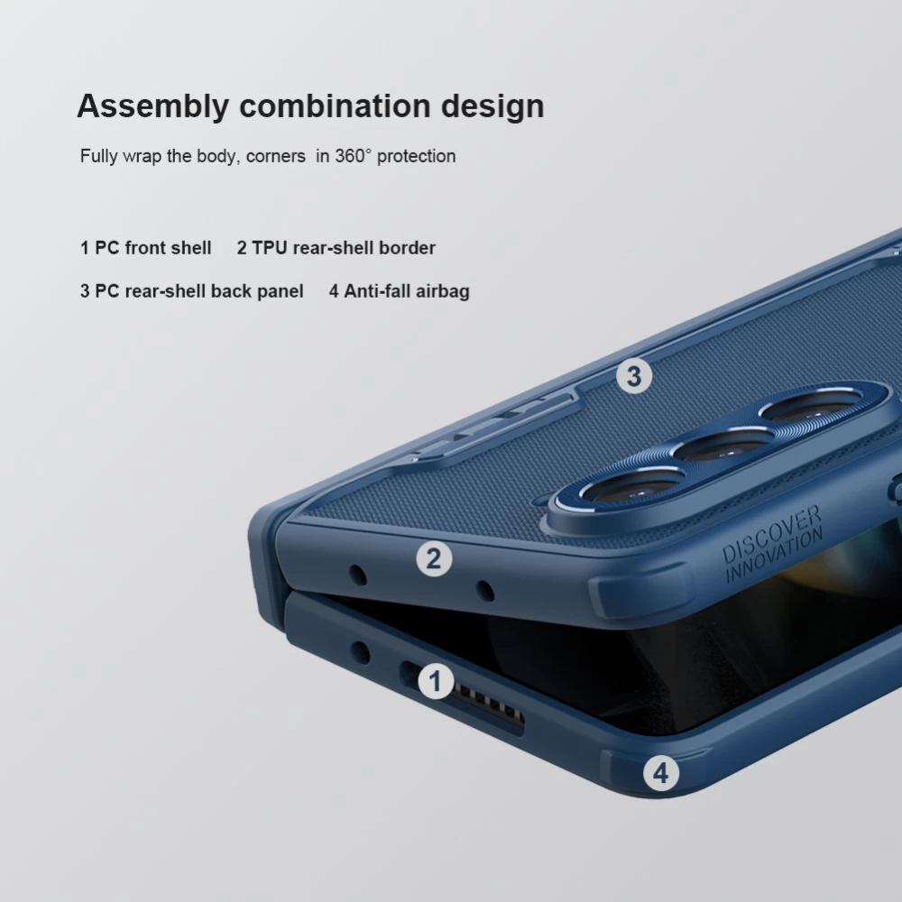 Samsung Galaxy Z Fold 5 ümbris sinine NILLKIN SUPER FROSTED SHIELD (BRACKET VERSION)