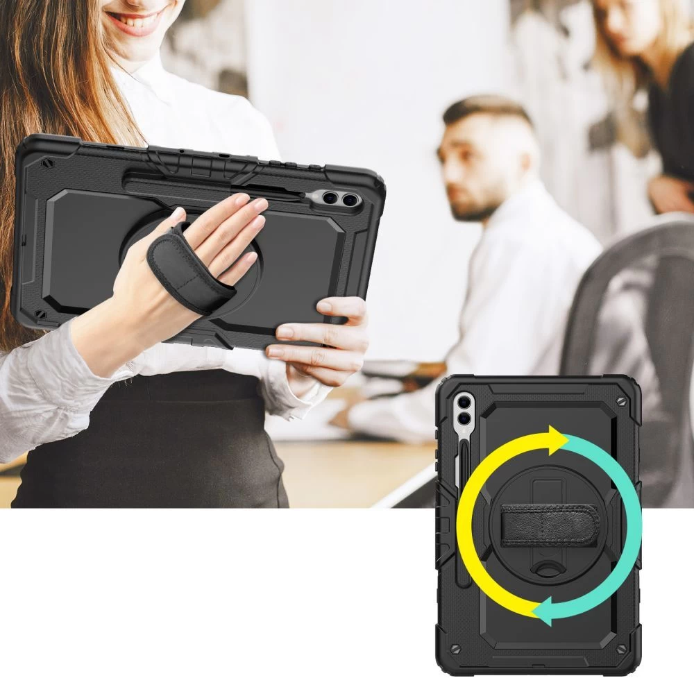 Samsung Galaxy Tab S9 Plus tablet skal, fodral svart TECH-PROTECT SOLID360 S9+ PLUS (12.4)