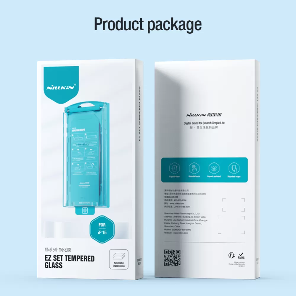 Apple iPhone 15 panssarilasi musta NILLKIN EZ SET (10PCS)