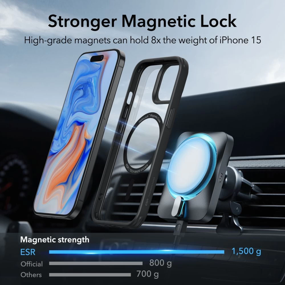 Apple iPhone 15 dėklas  ESR CLASSIC HYBRID HALOLOCK MAGSAFE