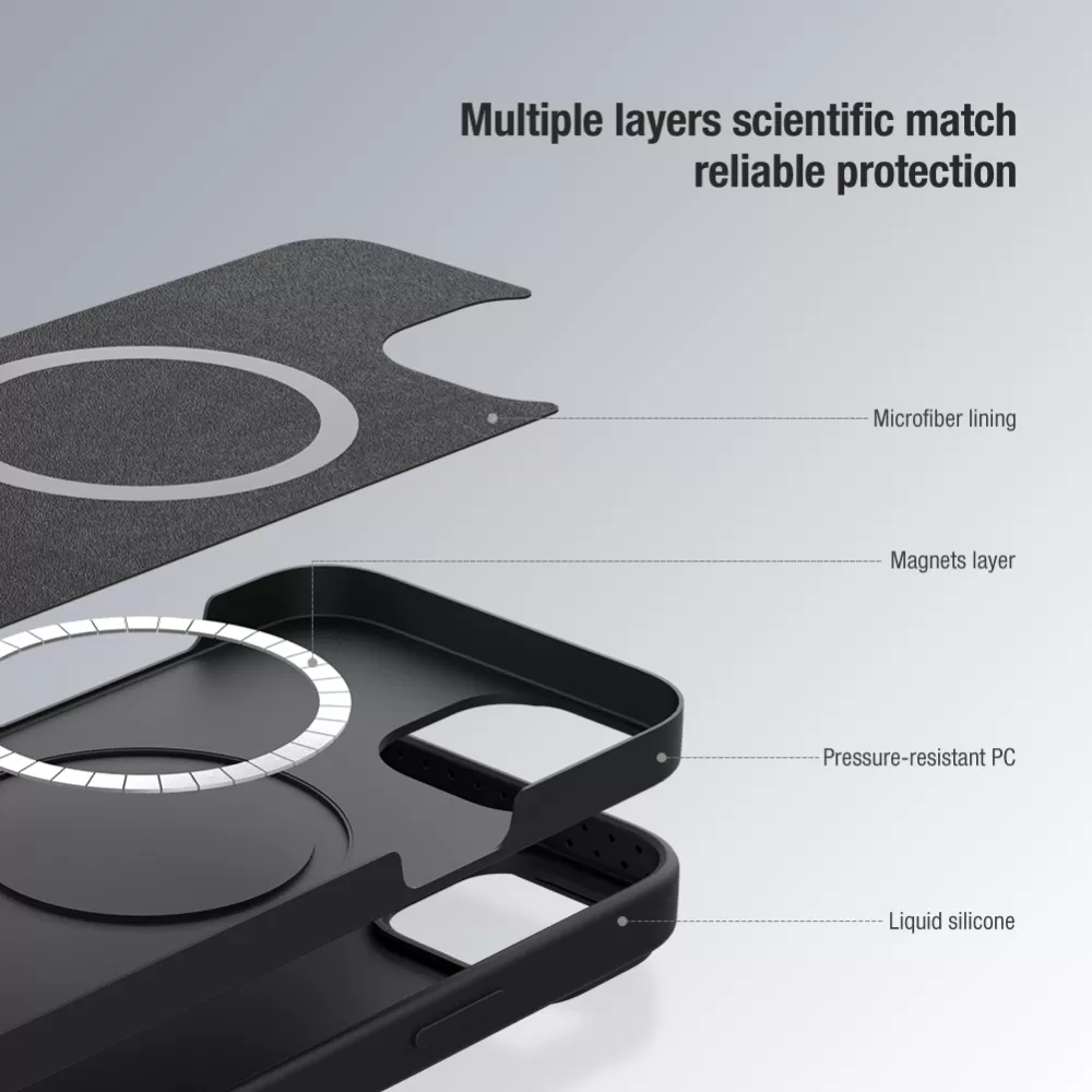 Apple iPhone 15 dėklas  NILLKIN CAMSHIELD SILKY MAGNETIC SILICON