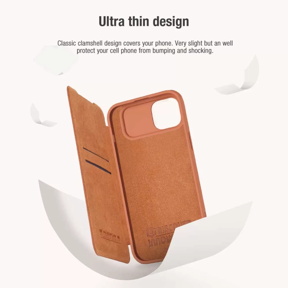 Apple iPhone 15 dėklas rudas NILLKIN QIN PRO LEATHER