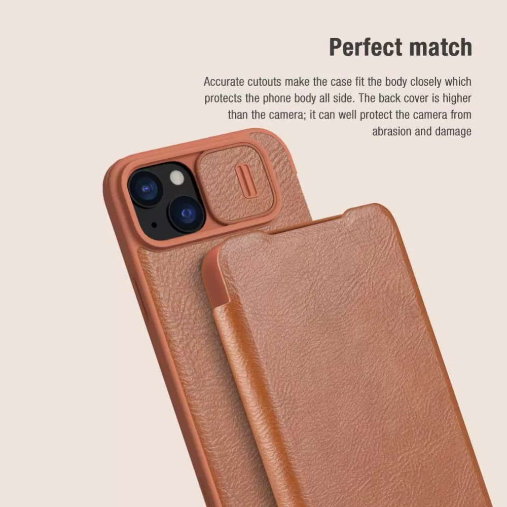 Apple iPhone 15 dėklas rudas NILLKIN QIN PRO LEATHER