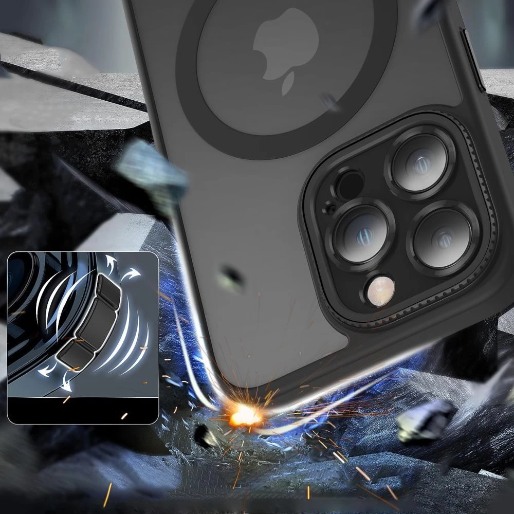 Apple iPhone 15 dėklas Juoda TECH-PROTECT MAGMAT CAM+ MAGSAFE