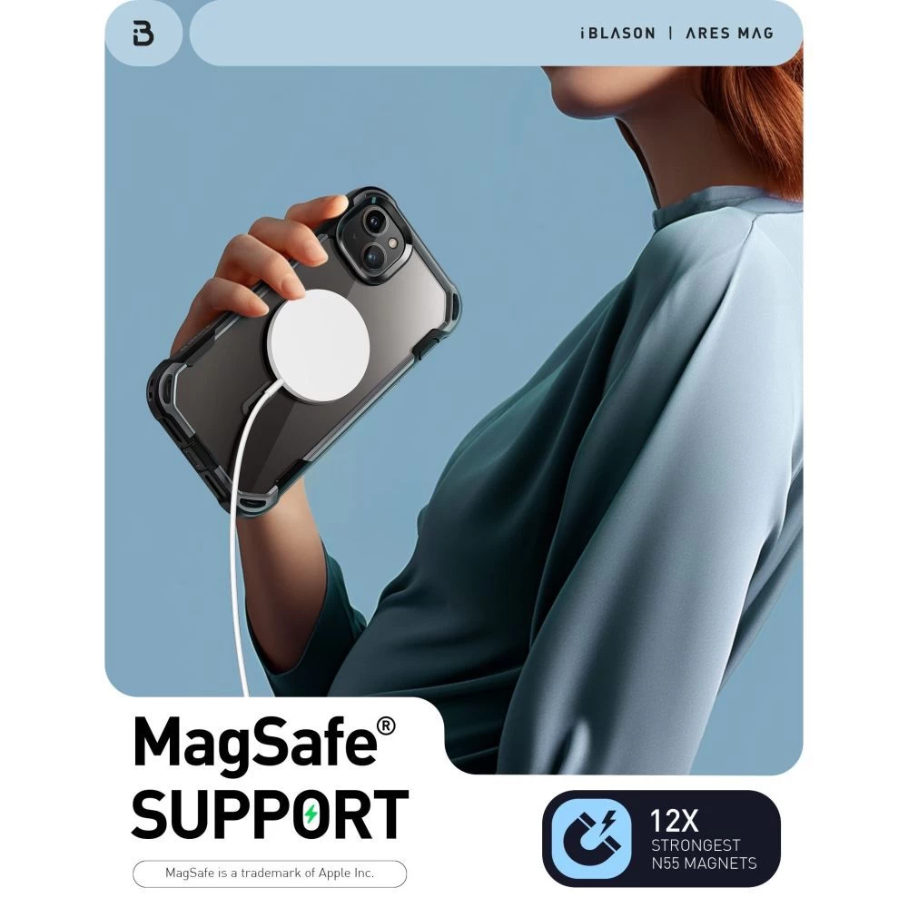 Apple iPhone 15 dėklas Juoda SUPCASE IBLSN ARES MAG MAGSAFE