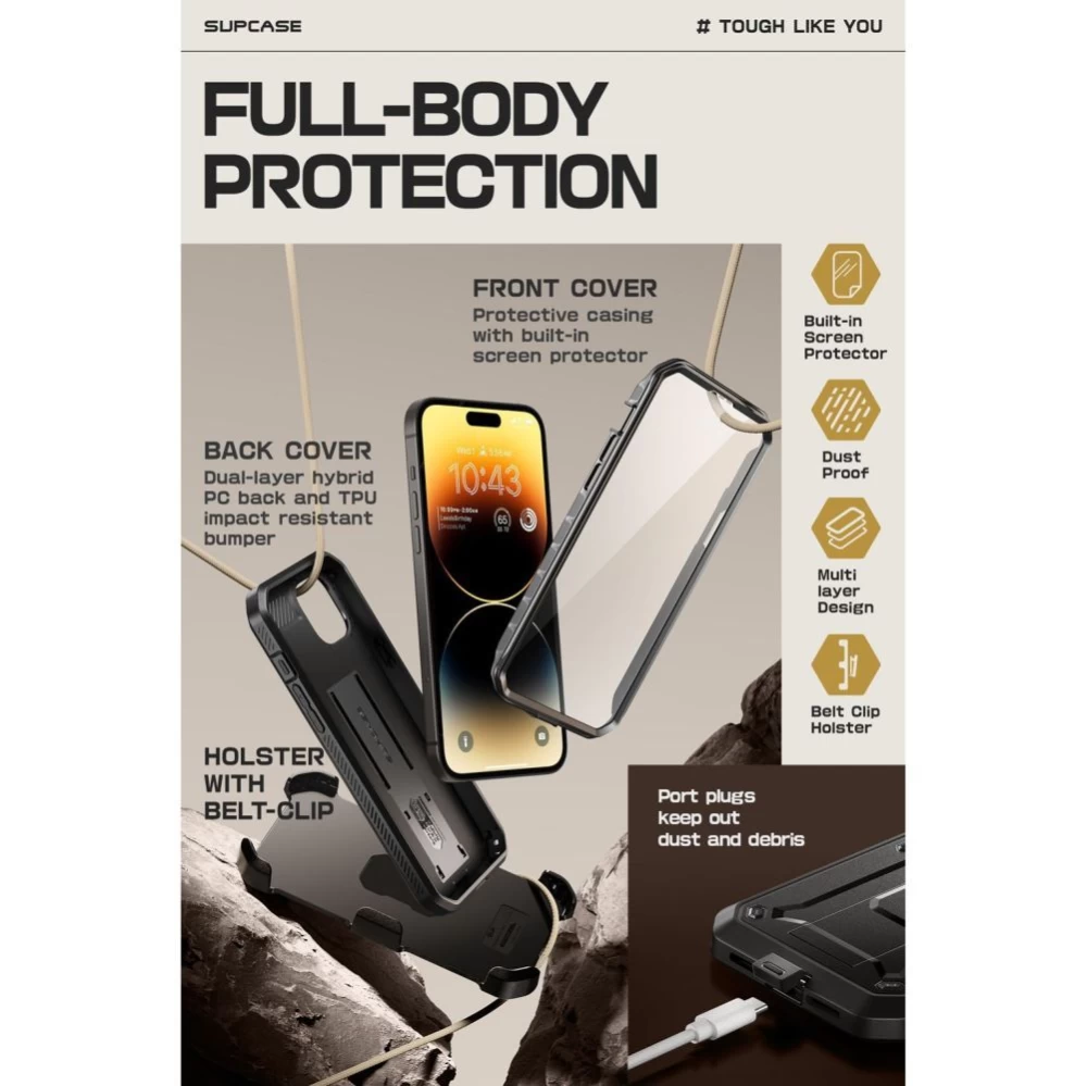Apple iPhone 15 dėklas Juoda SUPCASE UNICORN BEETLE PRO