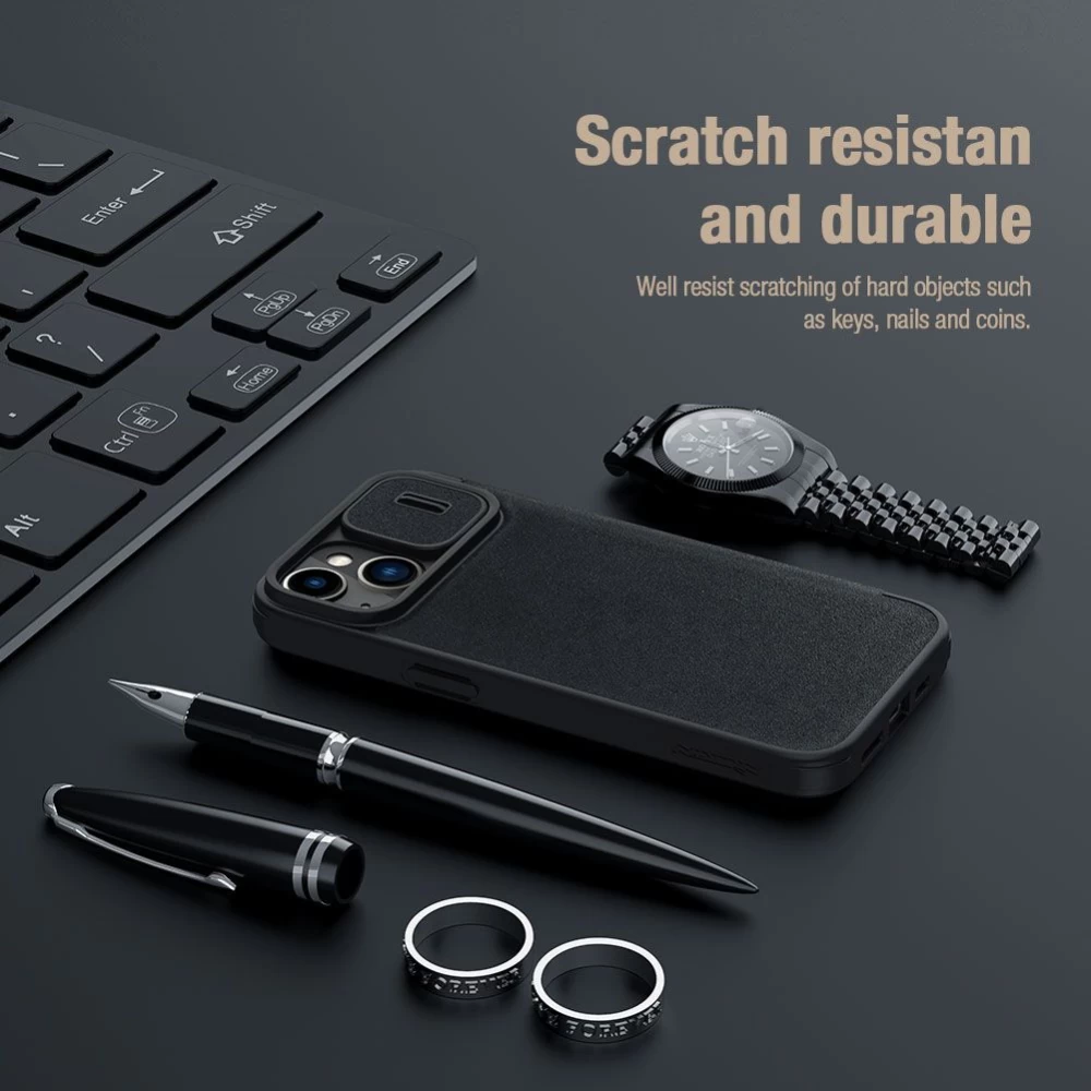 Apple iPhone 15 dėklas Juoda NILLKIN QIN PRO LEATHER (PLAIN VERSION)