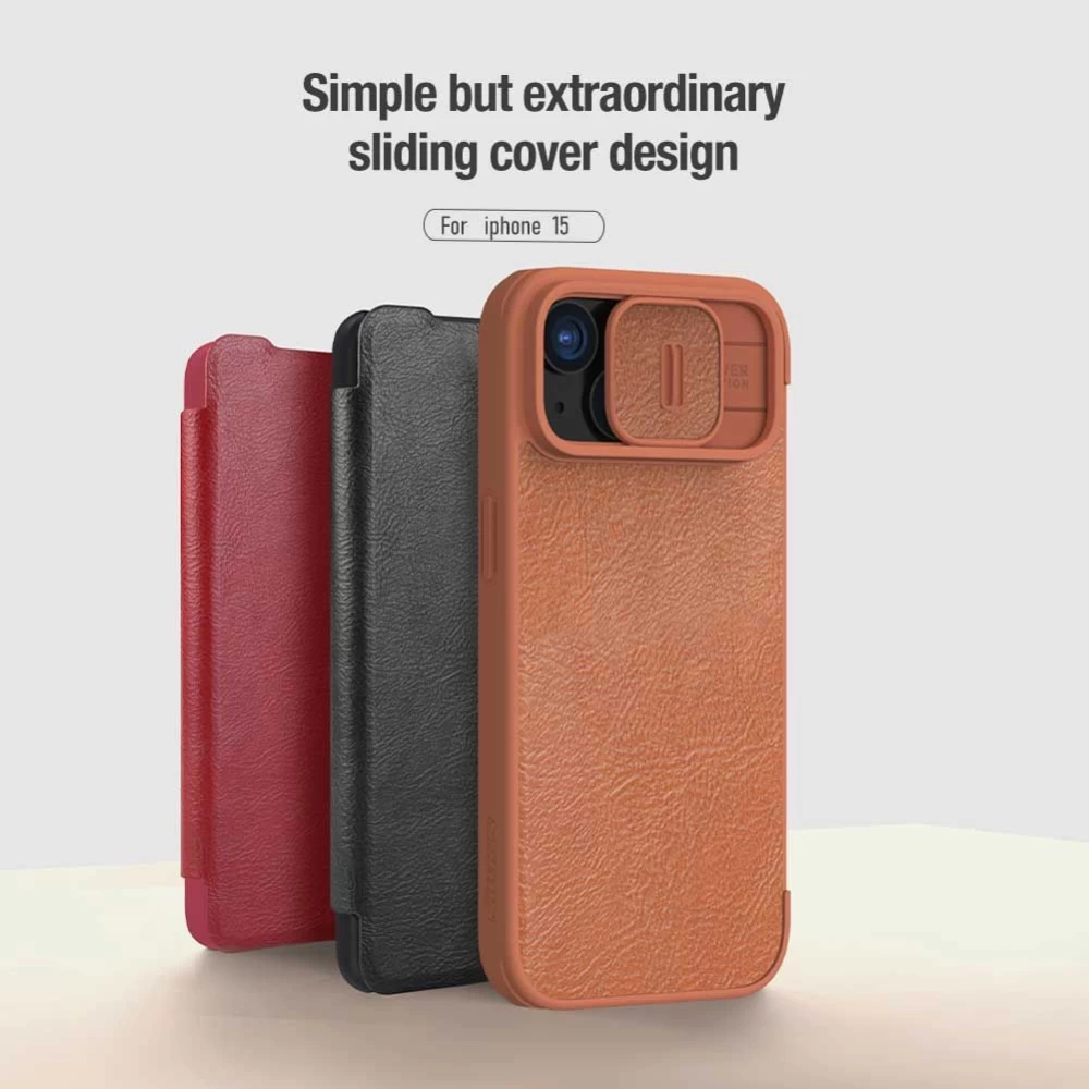 Apple iPhone 15 dėklas Juoda NILLKIN QIN PRO LEATHER