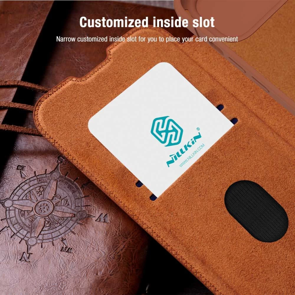 Apple iPhone 15 dėklas Juoda NILLKIN QIN PRO LEATHER