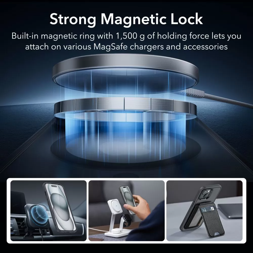 Apple iPhone 15 dėklas Juoda ESR CLASSIC PRO SET HALOLOCK MAGSAFE