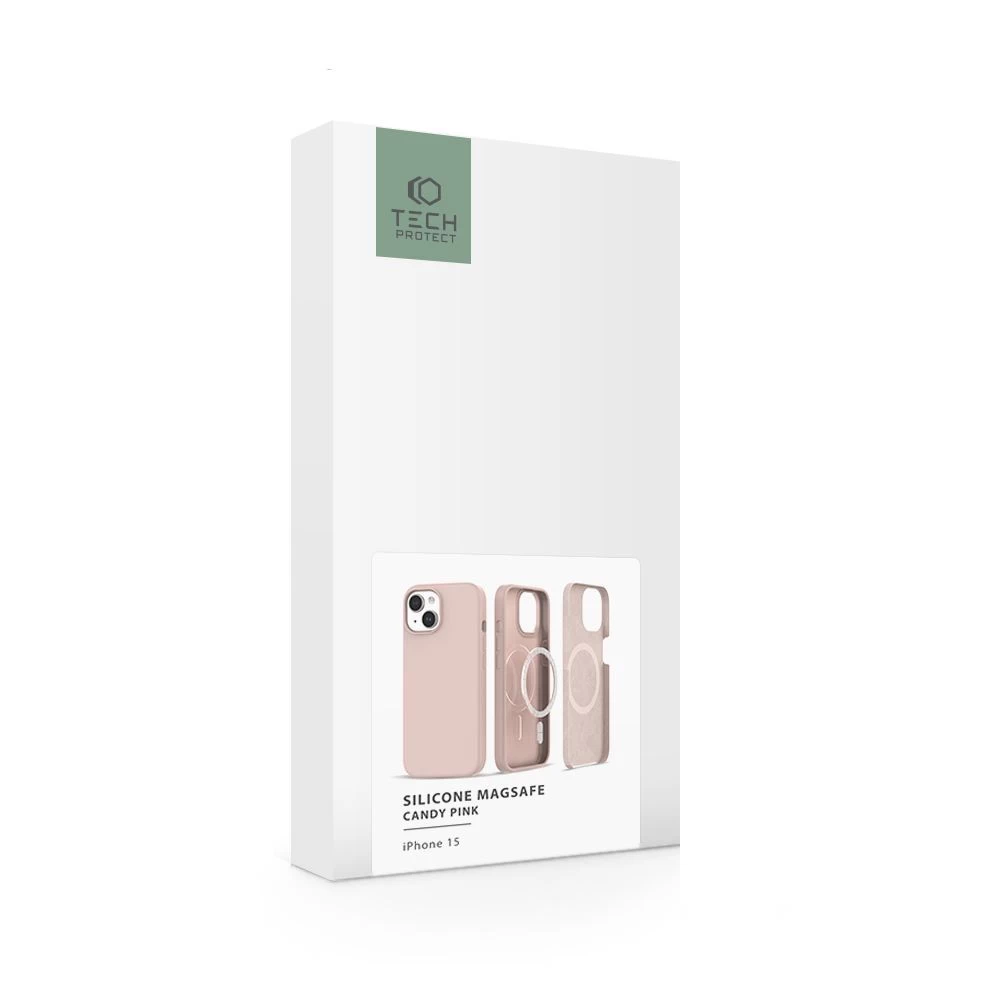 Apple iPhone 15 dėklas rožinis TECH-PROTECT SILICONE MAGSAFE