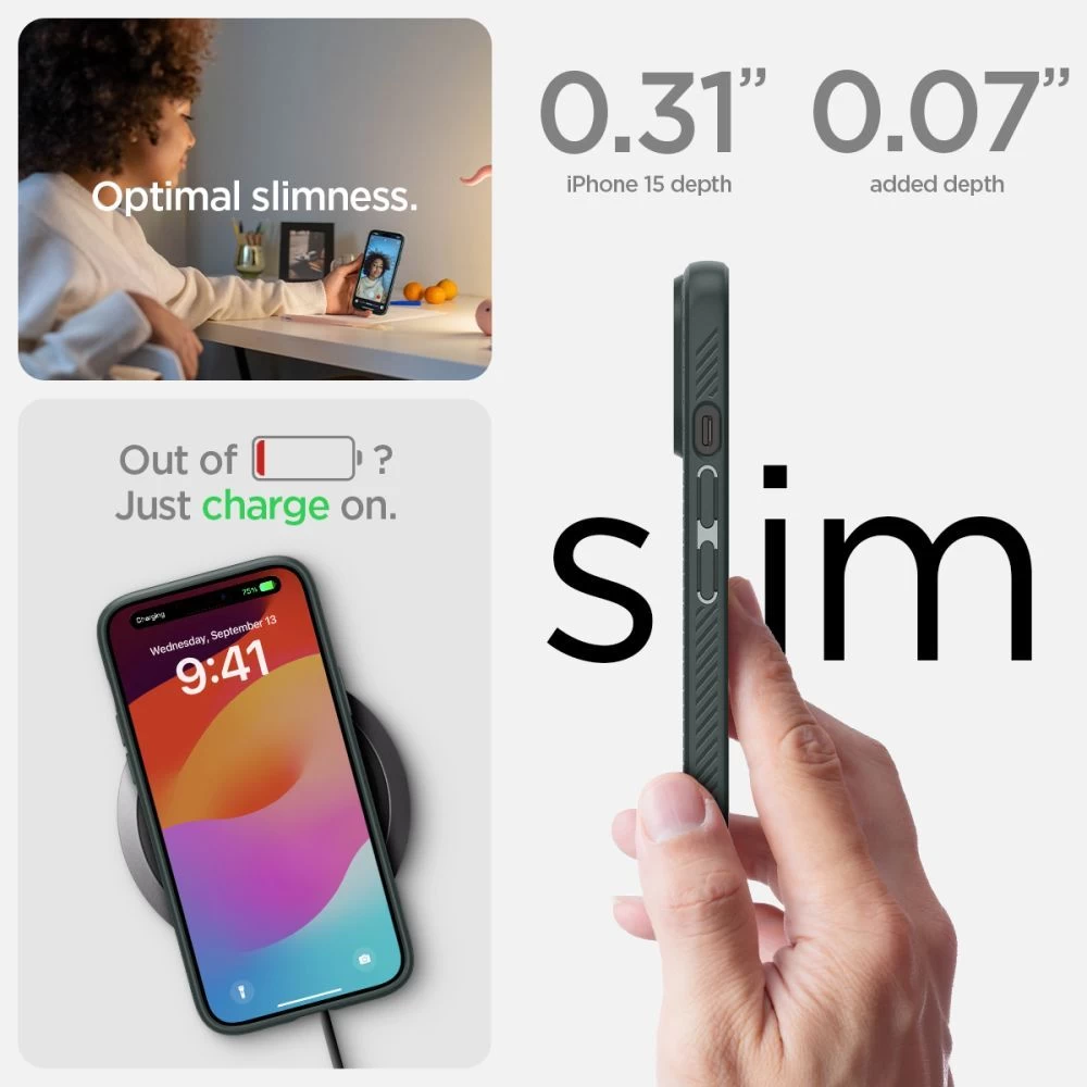 Apple iPhone 15 dėklas žalia SPIGEN LIQUID AIR