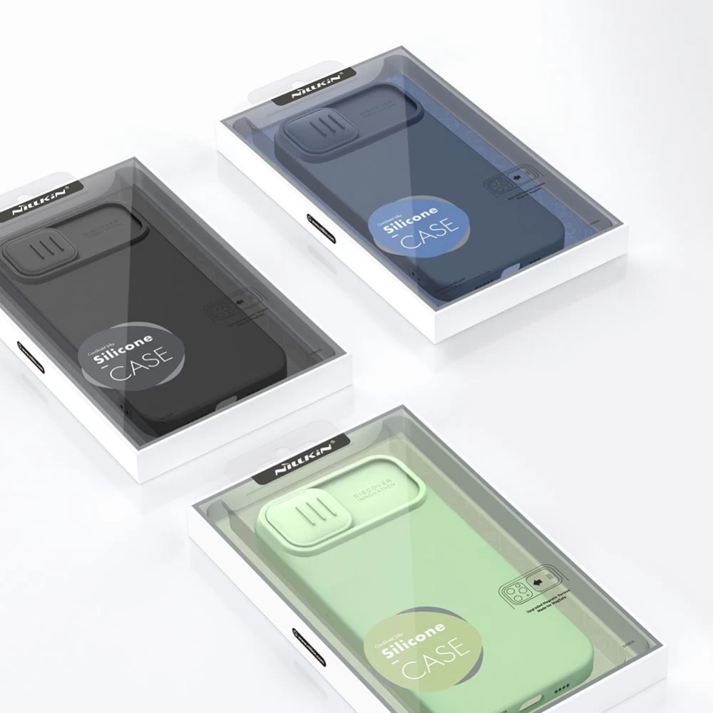 Apple iPhone 15 dėklas žalia NILLKIN CAMSHIELD SILKY SILICON