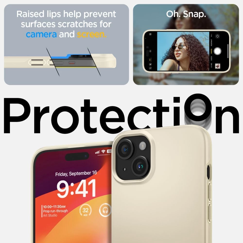 Apple iPhone 15 dėklas baltas SPIGEN THIN FIT