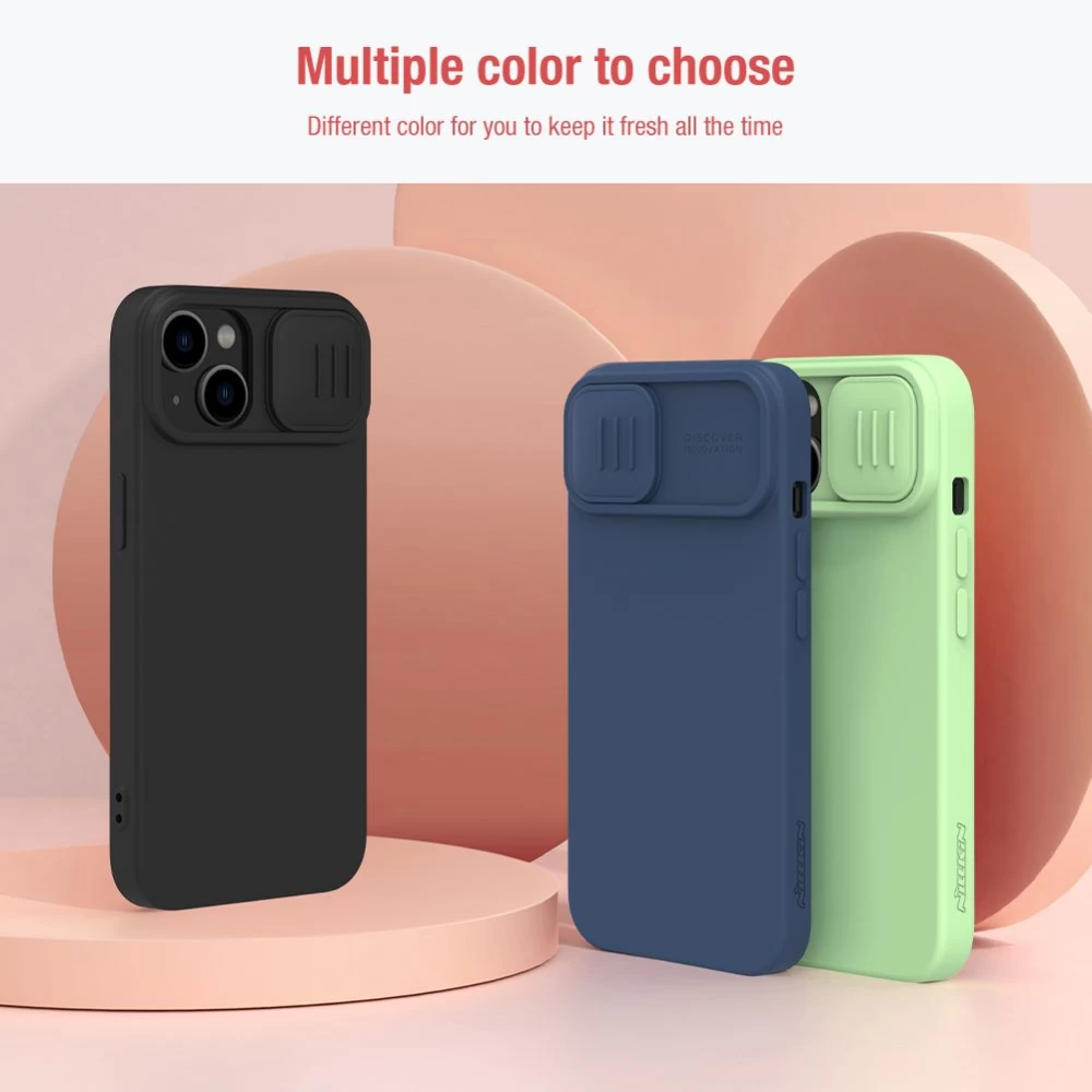 Apple iPhone 15 dėklas mėlyna NILLKIN CAMSHIELD SILKY SILICON