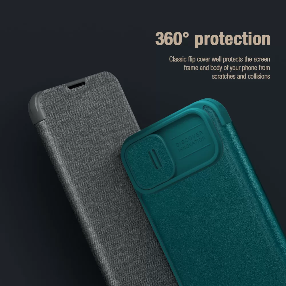 Apple iPhone 15 dėklas mėlyna NILLKIN QIN PRO LEATHER (CLOTH VERSION)