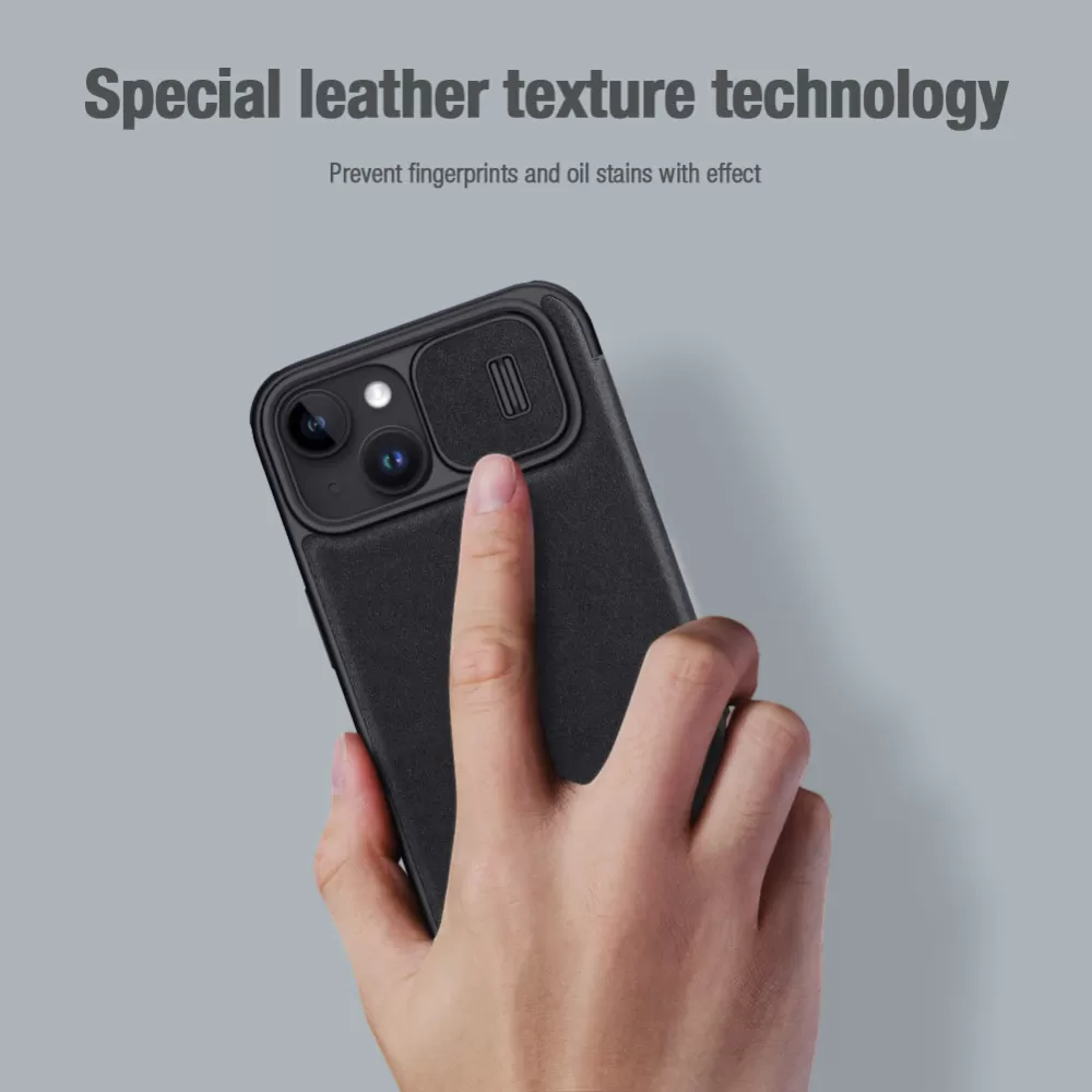 Apple iPhone 15 dėklas mėlyna NILLKIN QIN PRO LEATHER (CLOTH VERSION)