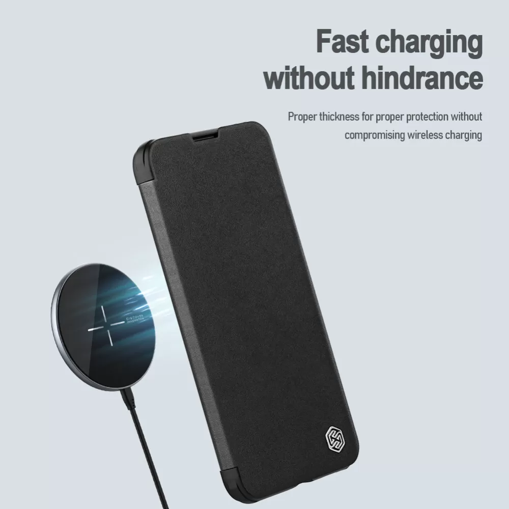 Apple iPhone 15 dėklas mėlyna NILLKIN QIN PRO LEATHER (CLOTH VERSION)