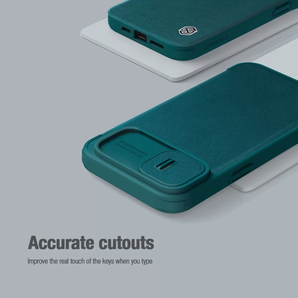 Apple iPhone 15 dėklas mėlyna NILLKIN QIN PRO LEATHER (CLOTH VERSION)