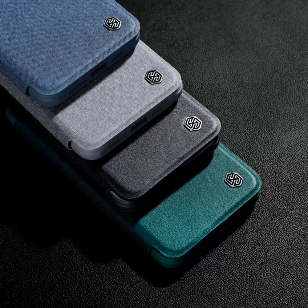 Apple iPhone 15 dėklas mėlyna NILLKIN QIN PRO LEATHER (CLOTH VERSION)