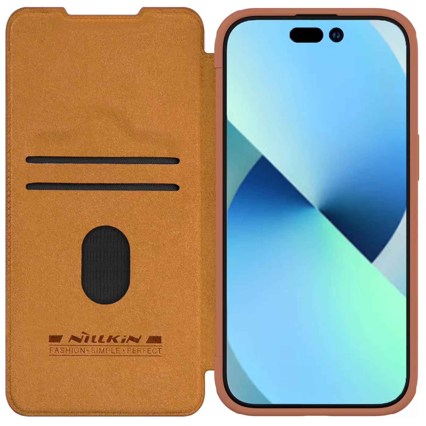 Apple iPhone 15 dėklas rudas NILLKIN QIN PRO LEATHER