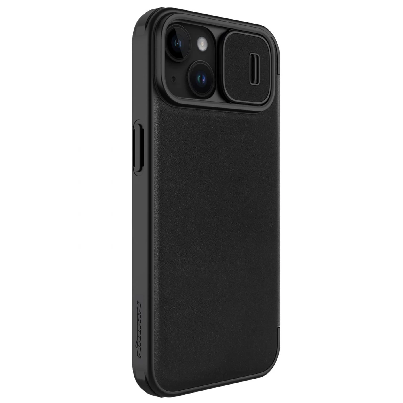 Apple iPhone 15 dėklas Juoda NILLKIN QIN PRO LEATHER (PLAIN VERSION)