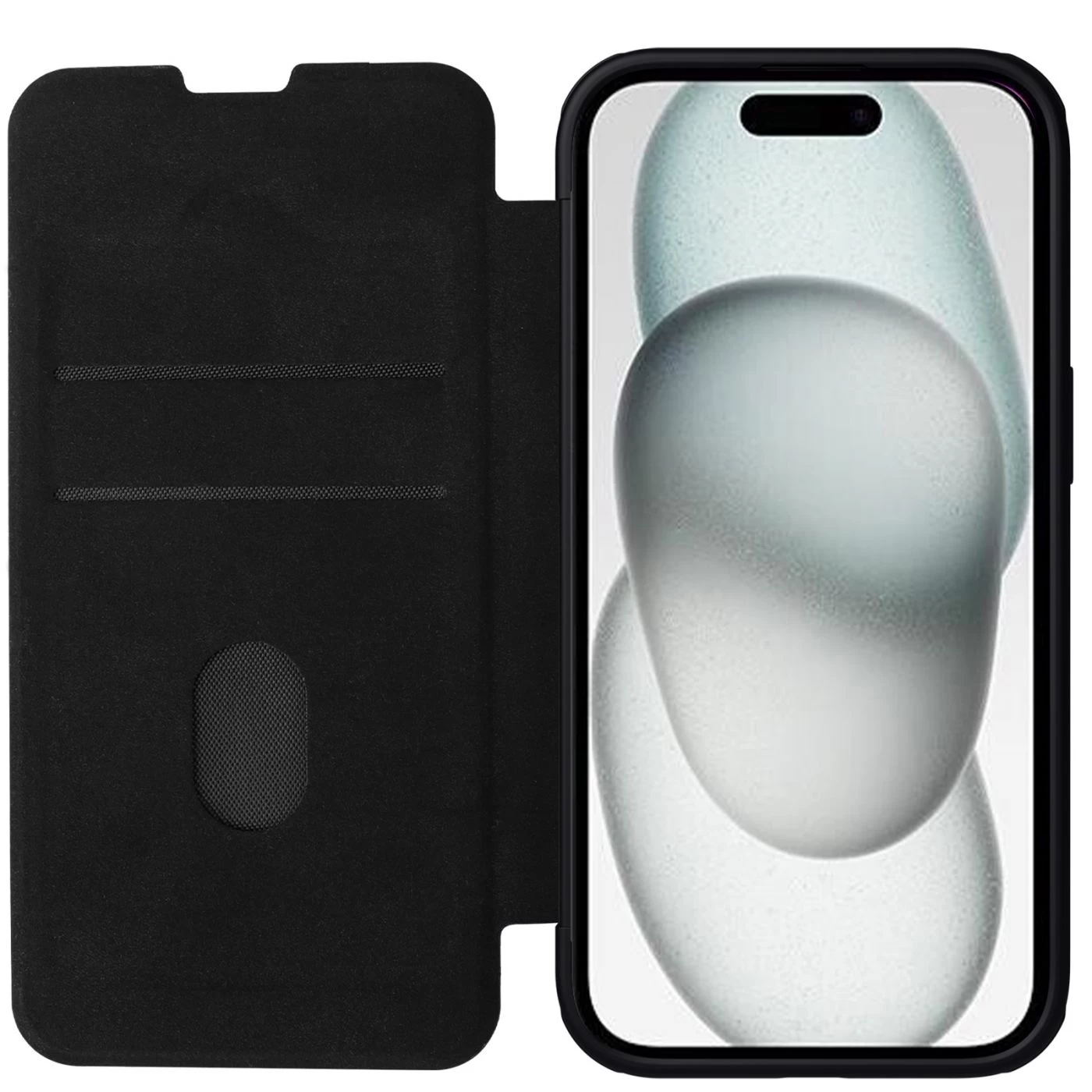 Apple iPhone 15 dėklas Juoda NILLKIN QIN PRO LEATHER (PLAIN VERSION)