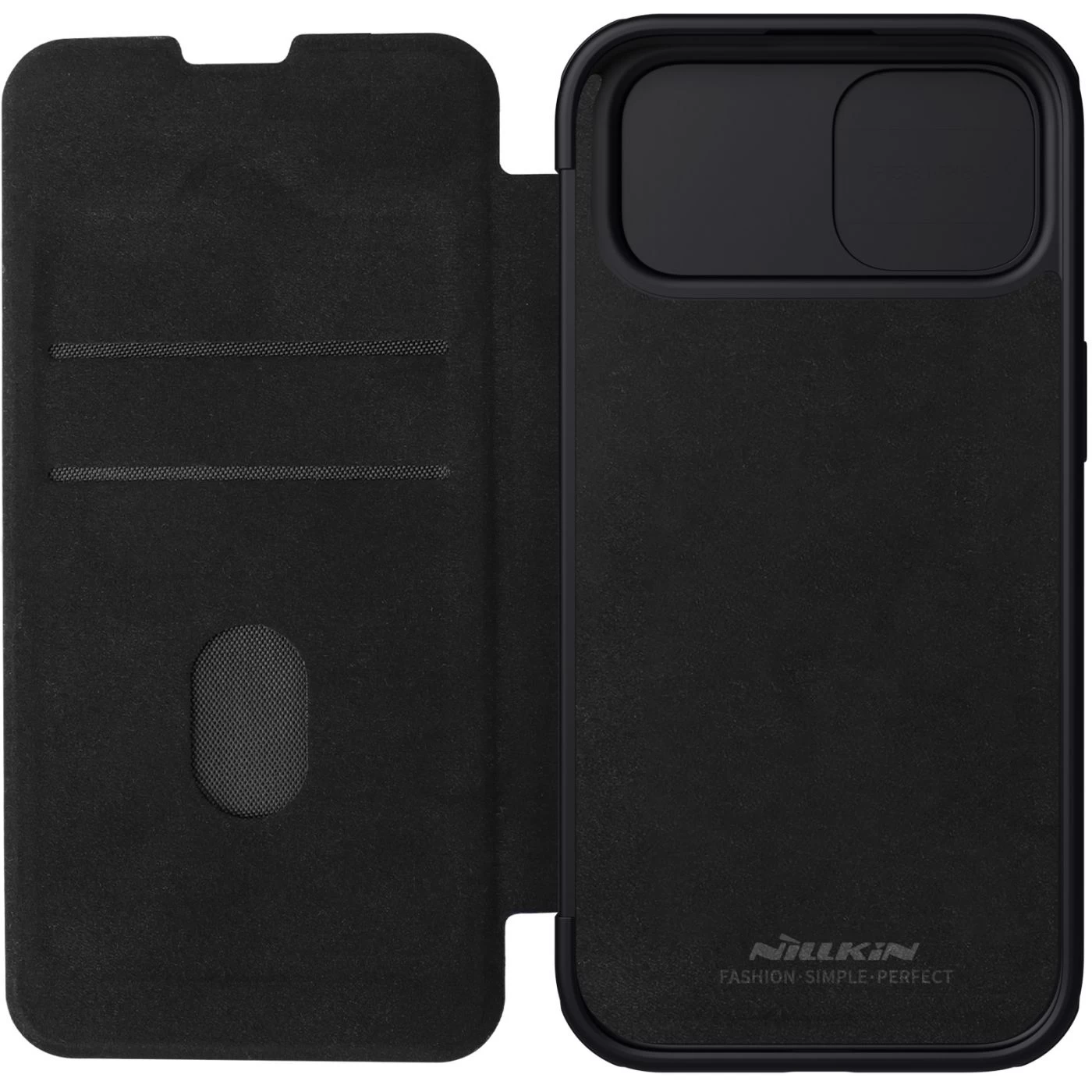 Apple iPhone 15 dėklas Juoda NILLKIN QIN PRO LEATHER (PLAIN VERSION)