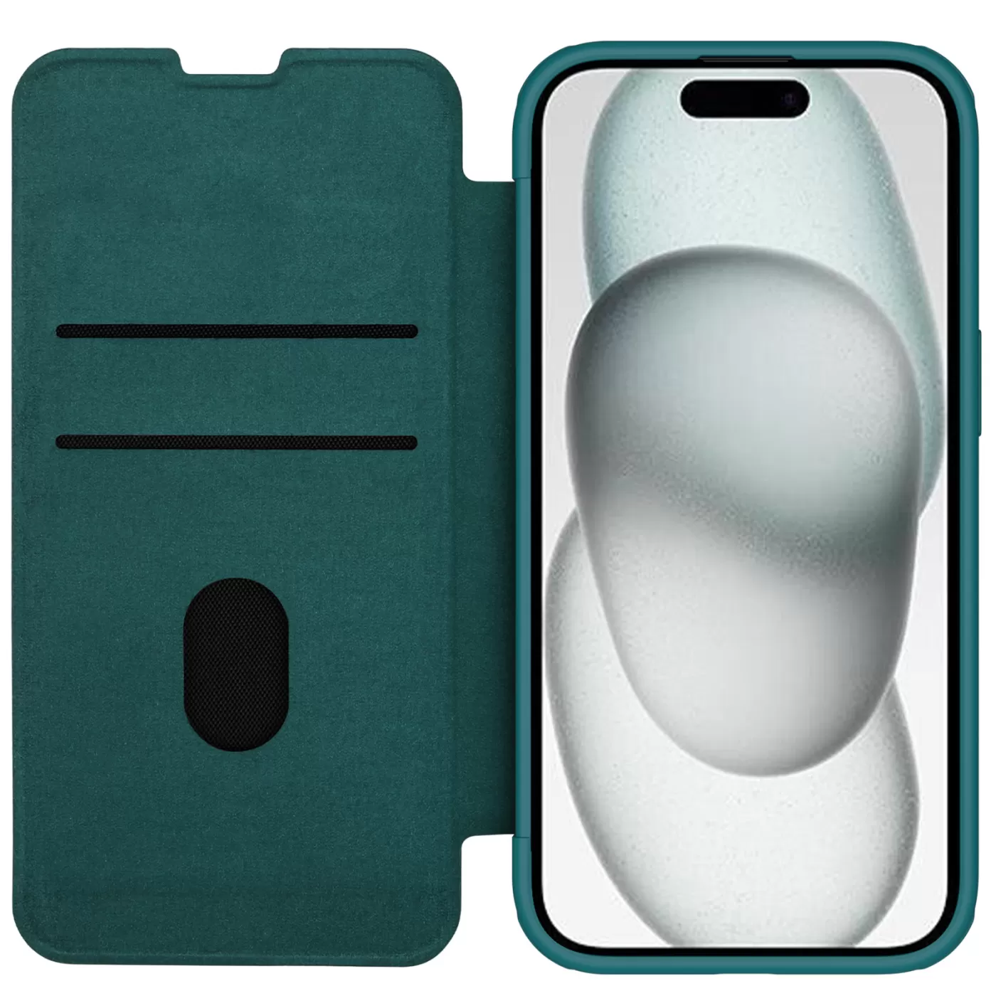 Apple iPhone 15 dėklas žalia NILLKIN QIN PRO LEATHER (PLAIN VERSION)