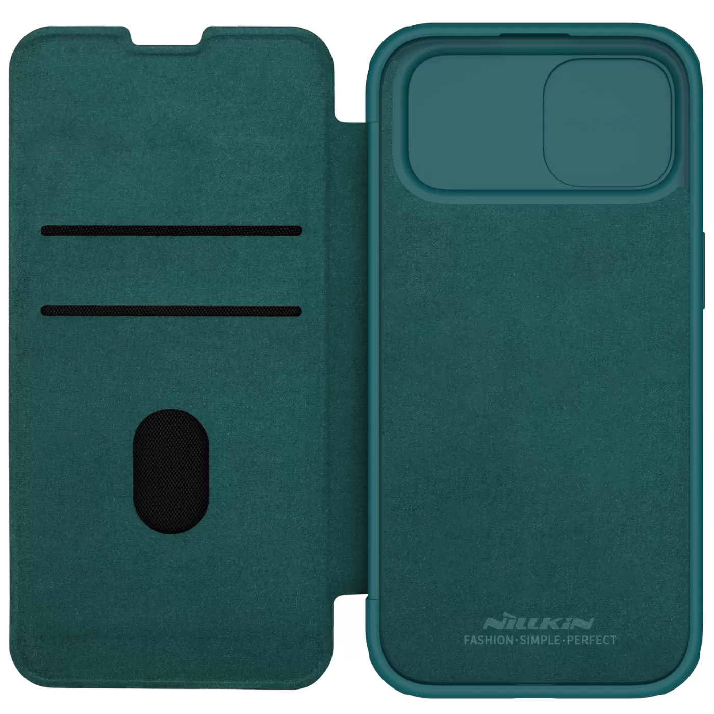 Apple iPhone 15 dėklas žalia NILLKIN QIN PRO LEATHER (PLAIN VERSION)
