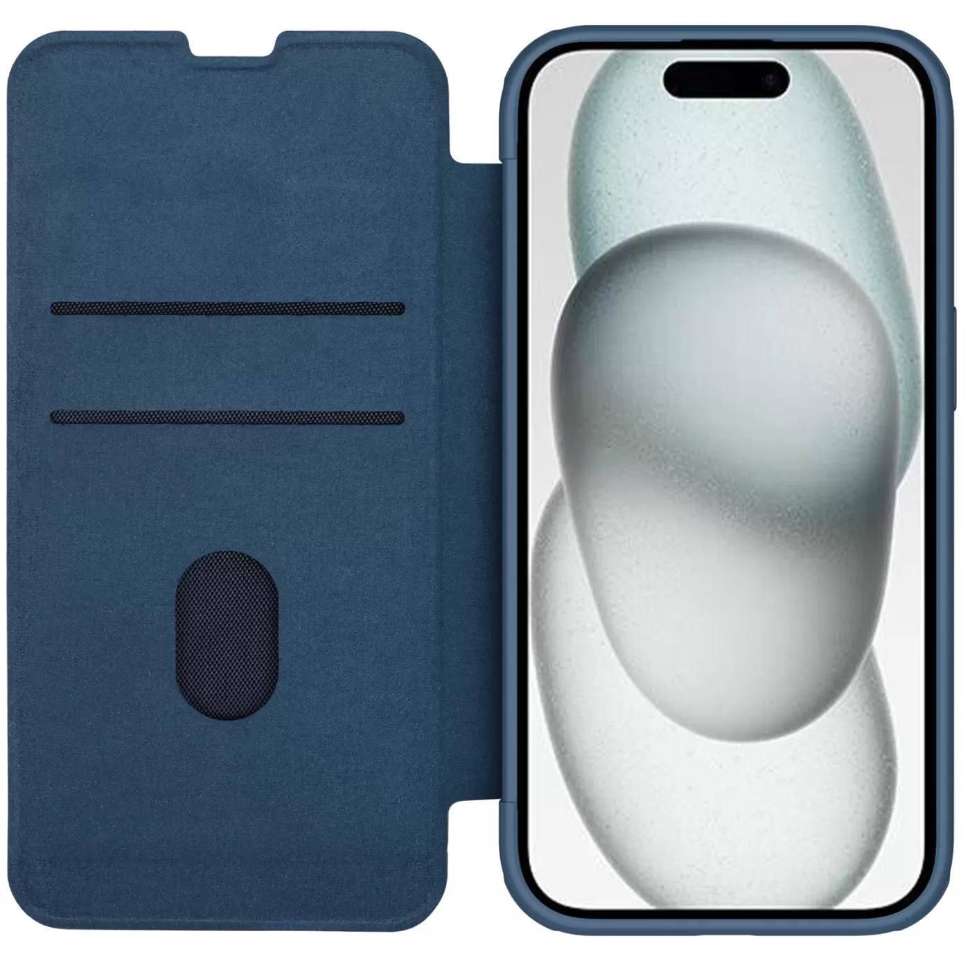 Apple iPhone 15 dėklas mėlyna NILLKIN QIN PRO LEATHER (CLOTH VERSION)