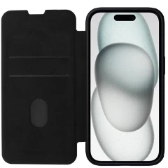 Apple iPhone 15 dėklas Juoda NILLKIN QIN PRO LEATHER (PLAIN VERSION)