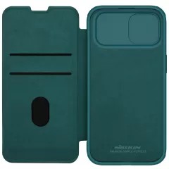 Apple iPhone 15 dėklas žalia NILLKIN QIN PRO LEATHER (PLAIN VERSION)