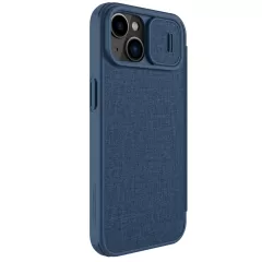 Apple iPhone 15 dėklas mėlyna NILLKIN QIN PRO LEATHER (CLOTH VERSION)