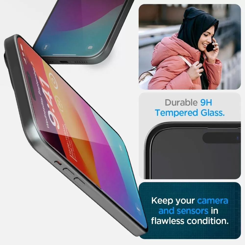 Apple iPhone 15 Plus apsauginis stiklas  SPIGEN GLAS.TR ”EZ FIT” FC 2-PACK