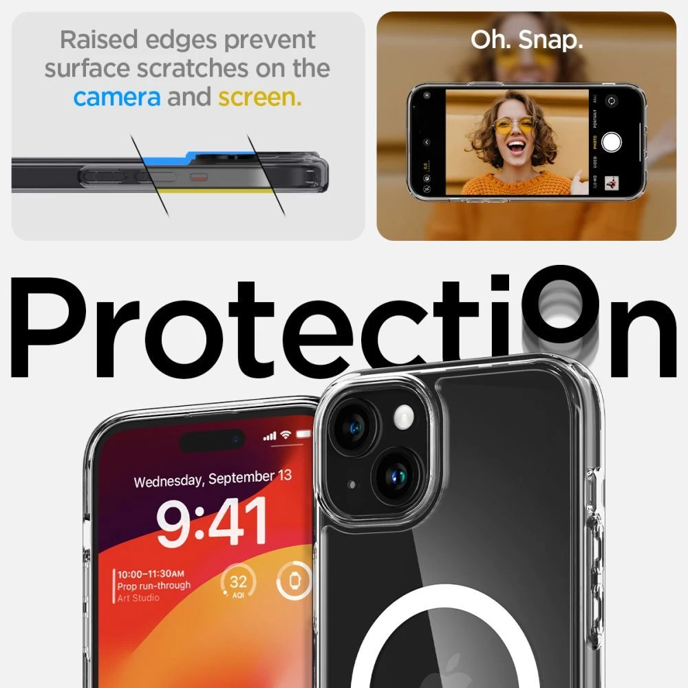 Apple iPhone 15 Plus dėklas baltas SPIGEN ULTRA HYBRID MAG MAGSAFE