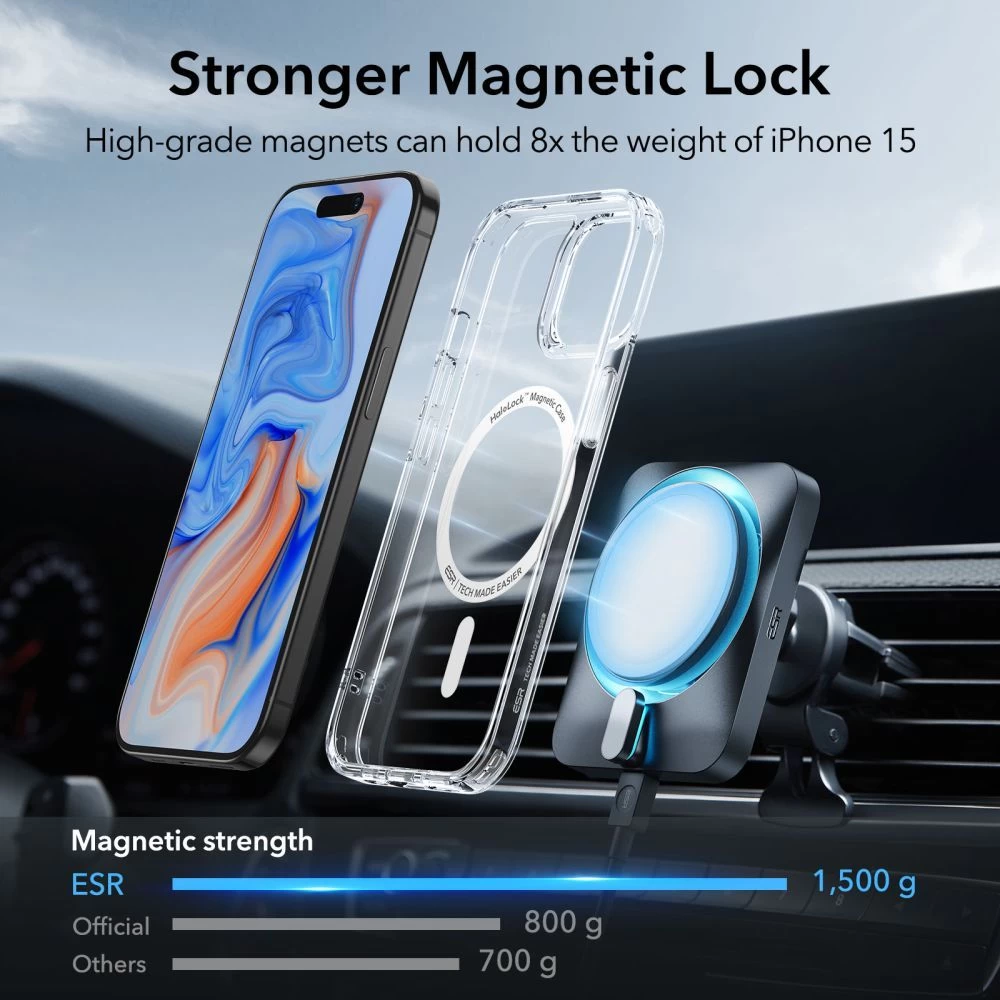 Apple iPhone 15 Plus vāciņš caurspīdīgs ESR CLASSIC HYBRID HALOLOCK MAGSAFE